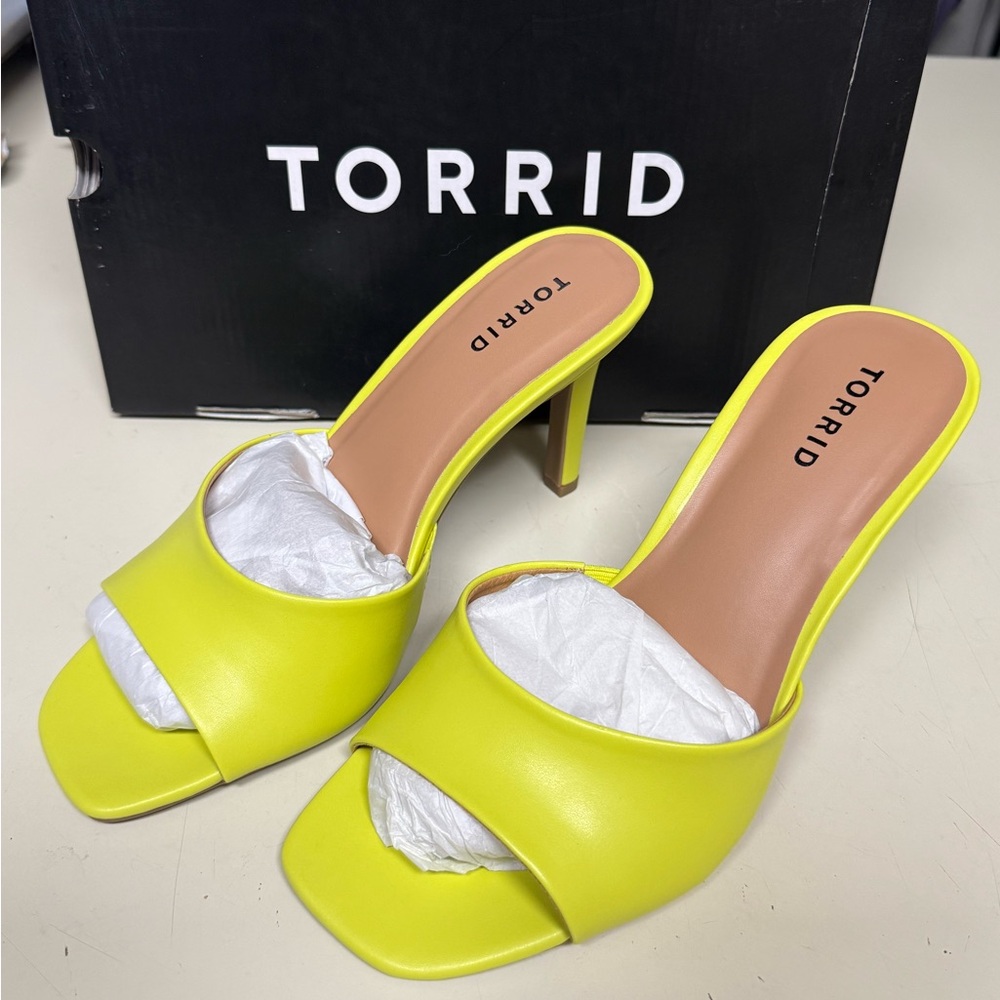 Torrid Yellow Heels Vibrant Kitten Mules